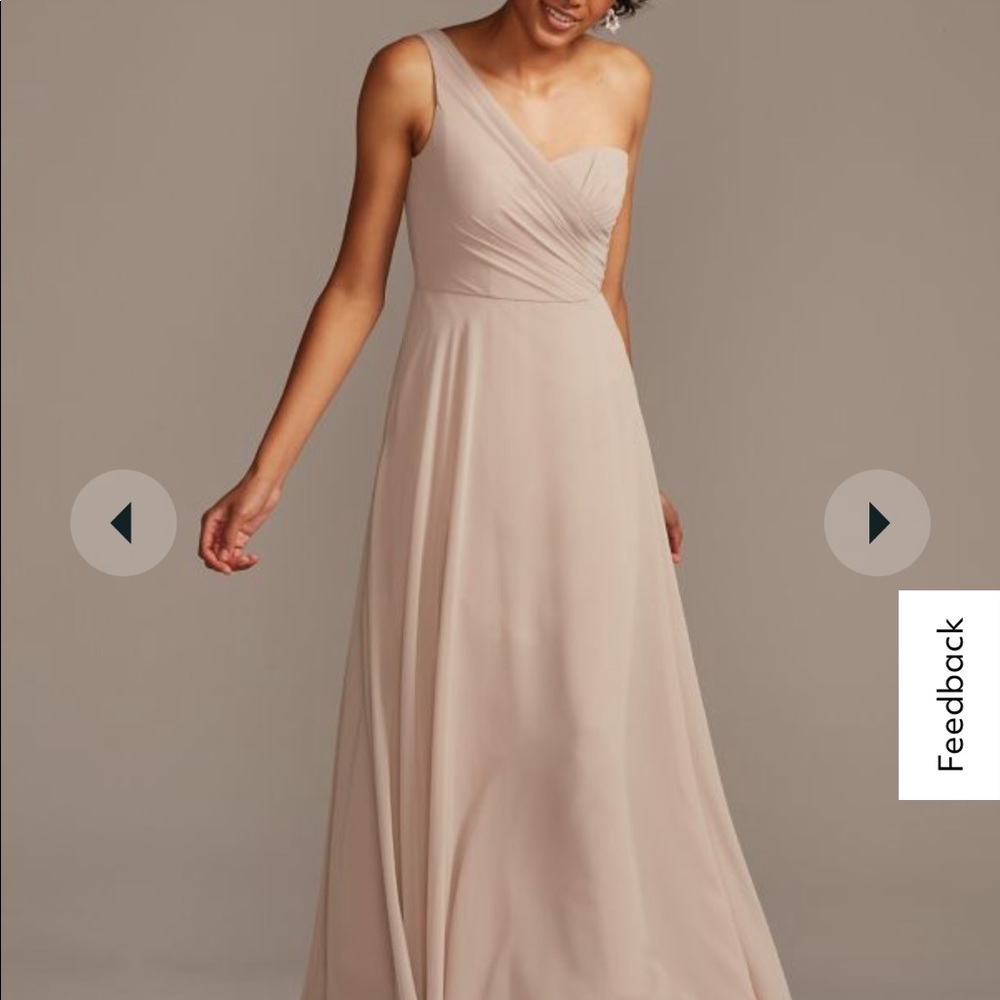 One Shoulder Bridesmaid Dress - Biscotti Color - Size 8 - No Alterations